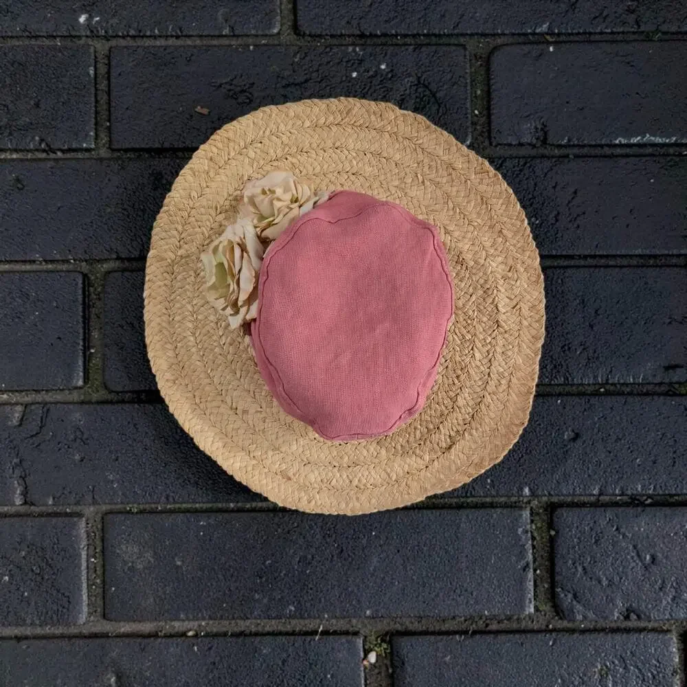 Vintage Hoodlums Ltd Floppy Sun Hat Pink Flowers Straw Brim Cottagecore One Size - Picture 4 of 16